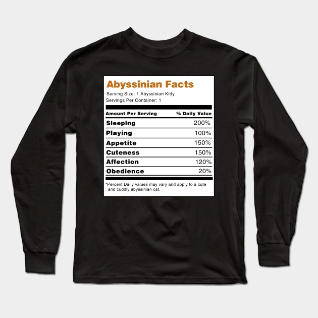 Abyssinian Cat Facts Long Sleeve T-Shirt by swiftscuba